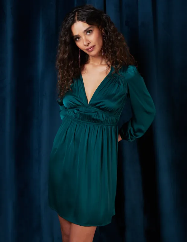 Long Sleeve V-Neck Mini Dress sold by Blue Vanilla