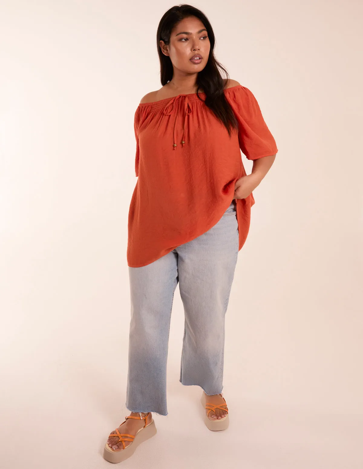 Curve Milkmaid Shirred Swing Top sold by Blue Vanilla product image thumbnail 3