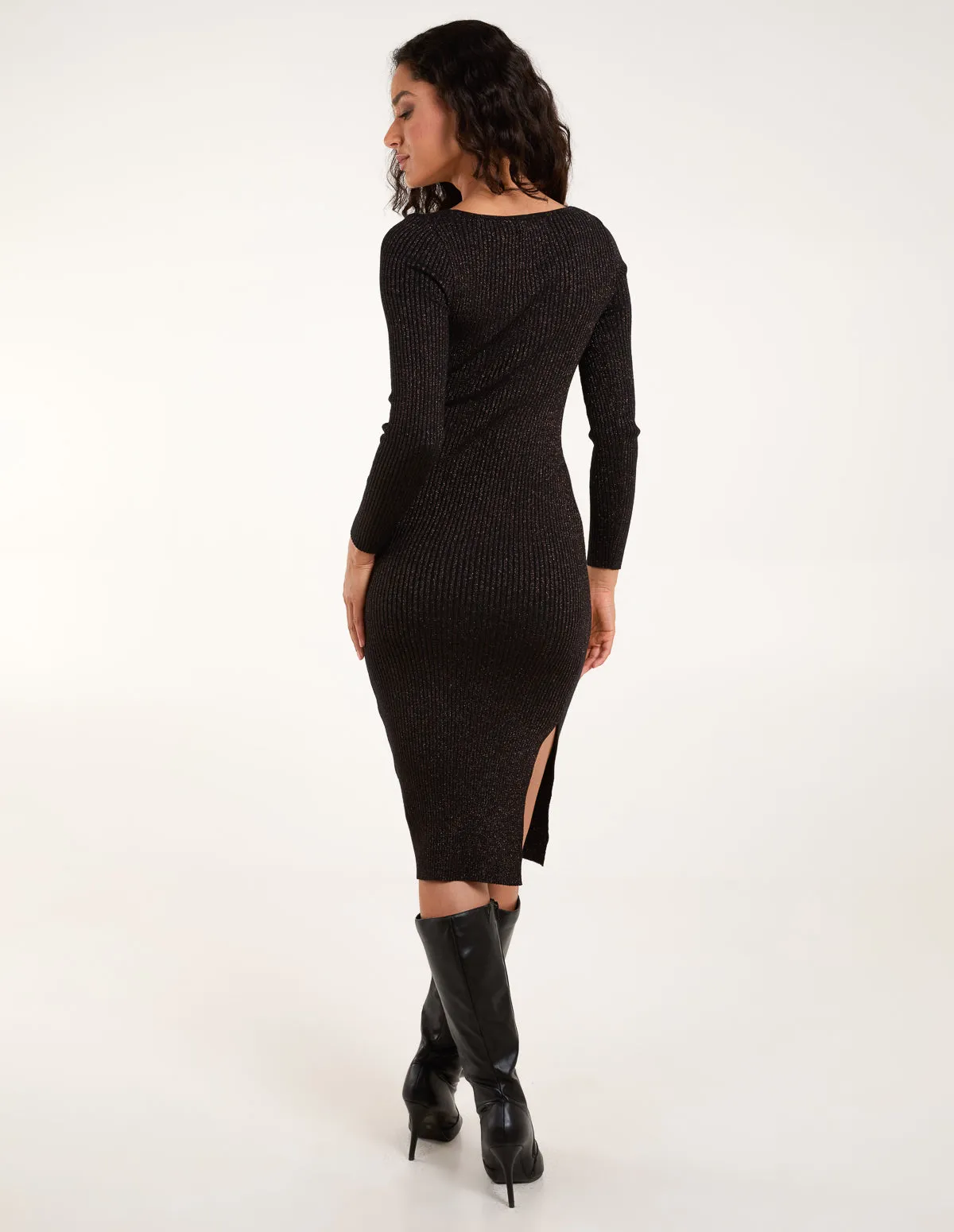 Knitted Sweetheart Neckline Ribbed Dress sold by Blue Vanilla product image thumbnail 4