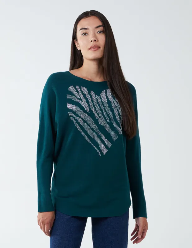 Heart Diamante Batwing Jumper sold by Blue Vanilla
