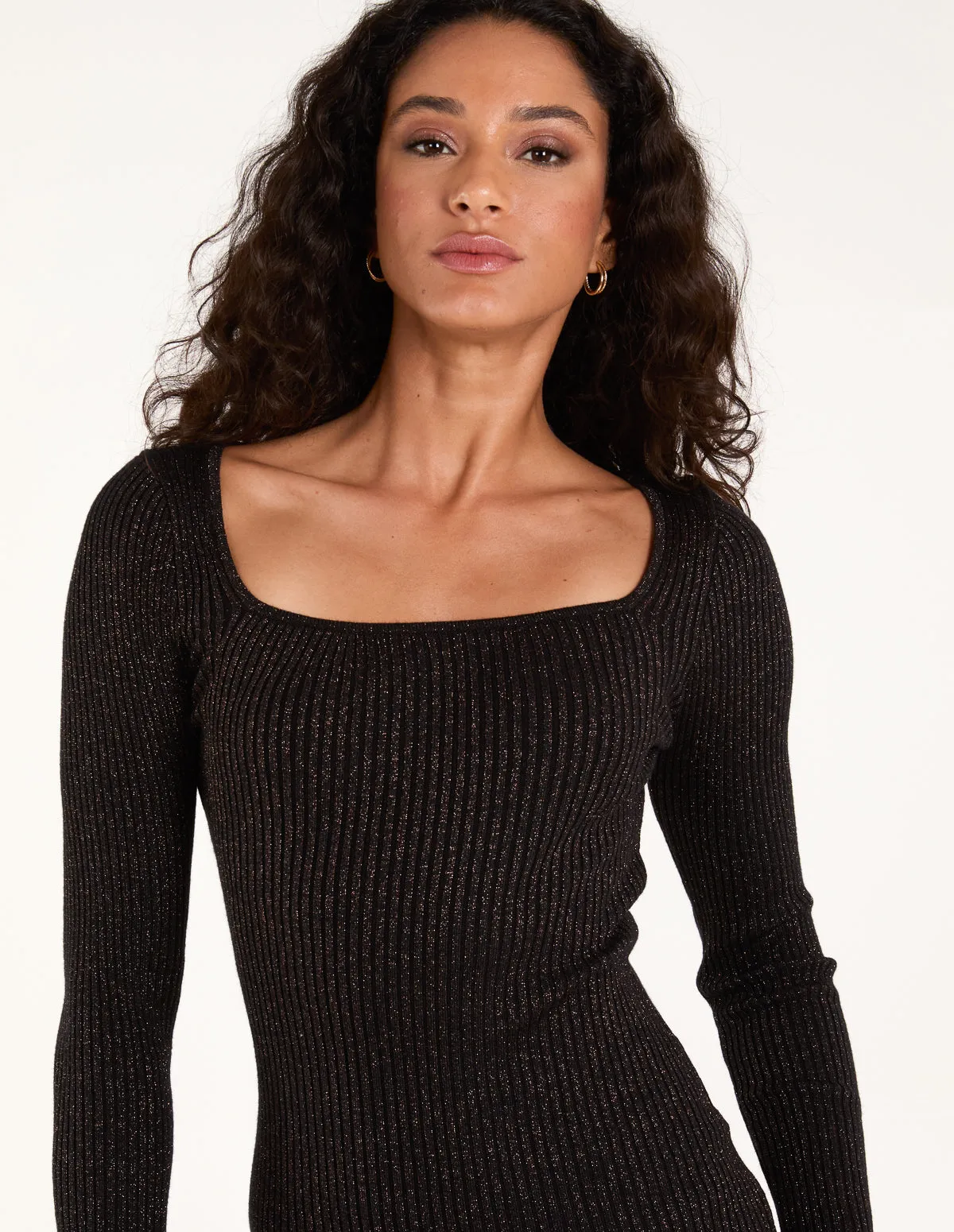 Knitted Sweetheart Neckline Ribbed Dress sold by Blue Vanilla product image thumbnail 3