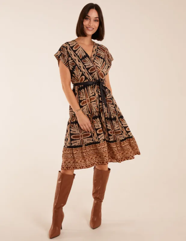Tiered Crossover Printed Dress sold by Blue Vanilla