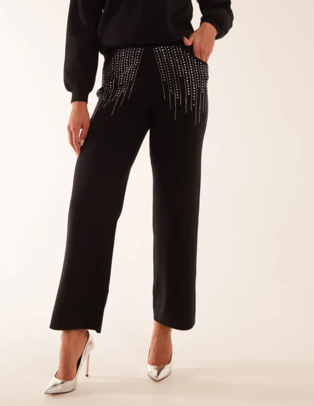 Diamante Knitted Flared Trousers sold by Blue Vanilla