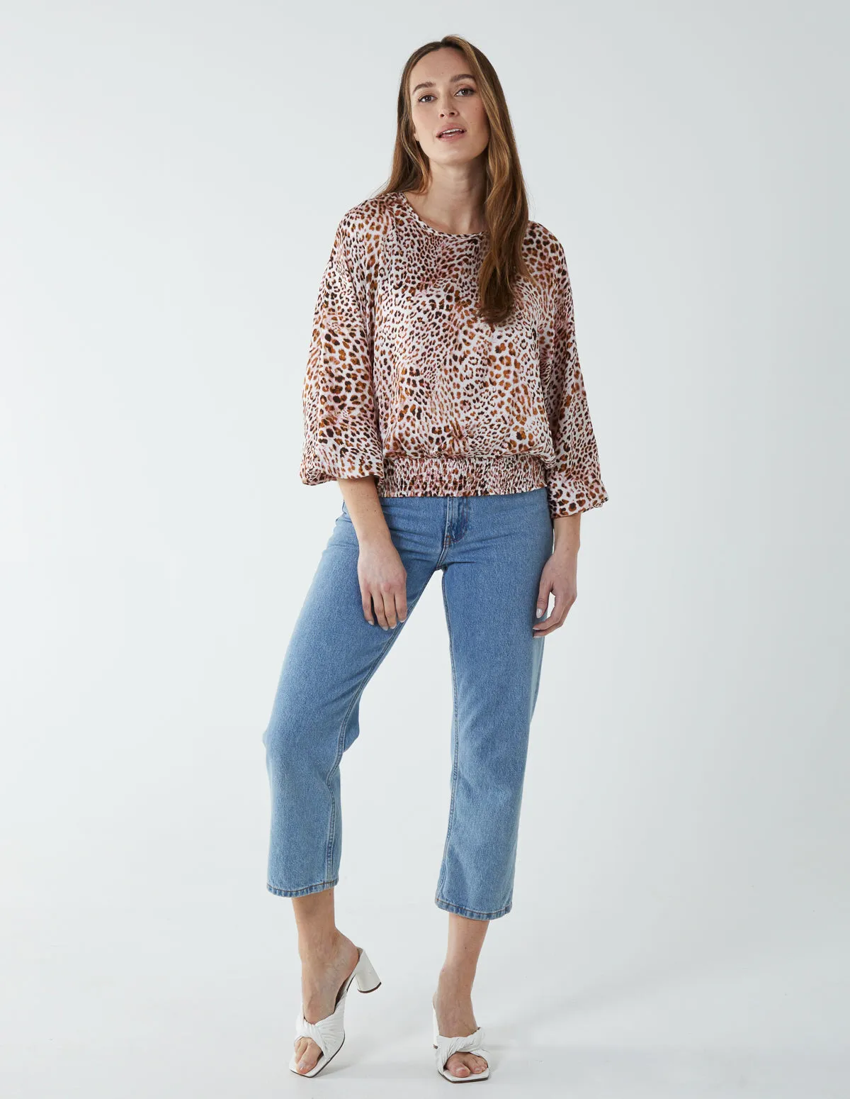 Round Neck Batwing Shirred Hemband Top sold by Blue Vanilla