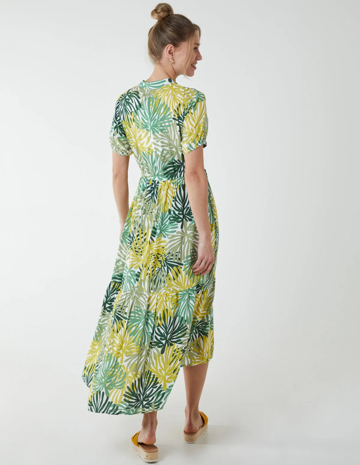 Tropical Palm Asymmetric Hem Dress sold by Blue Vanilla product image thumbnail 4