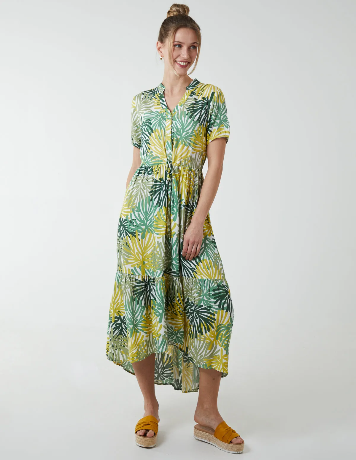 Tropical Palm Asymmetric Hem Dress sold by Blue Vanilla product image thumbnail 3