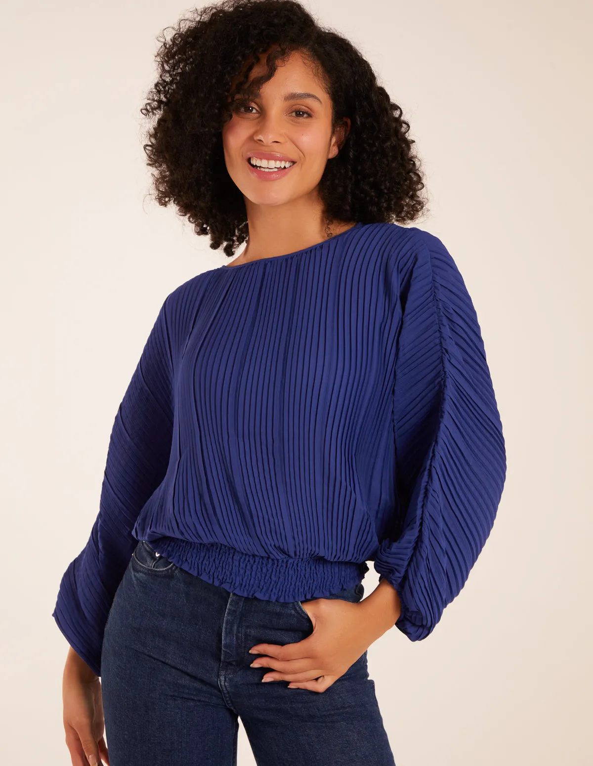 Long Sleeve Pleated Top sold by Blue Vanilla