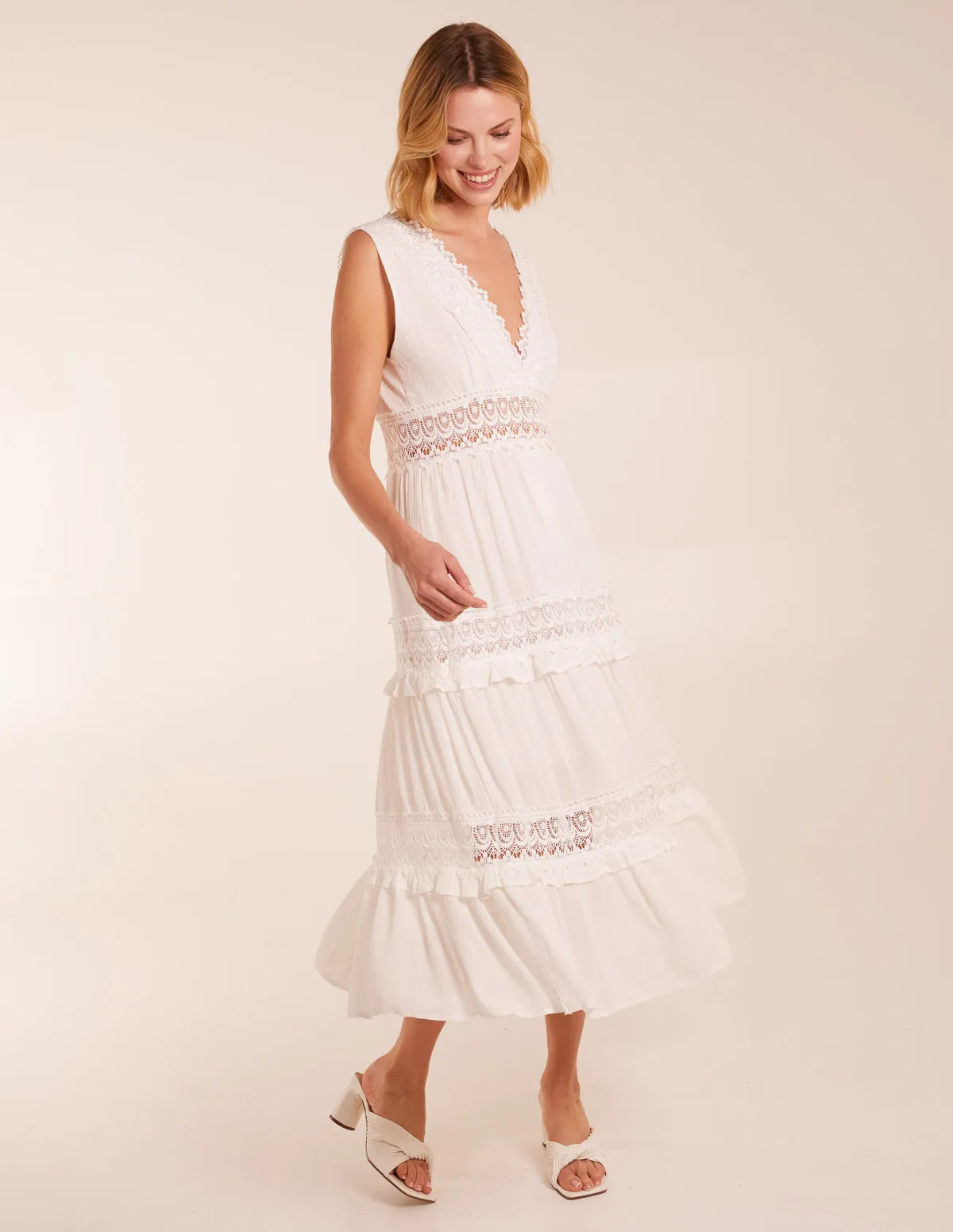 Angel Sleeve Tiered Maxi Dress sold by Blue Vanilla product image thumbnail 3
