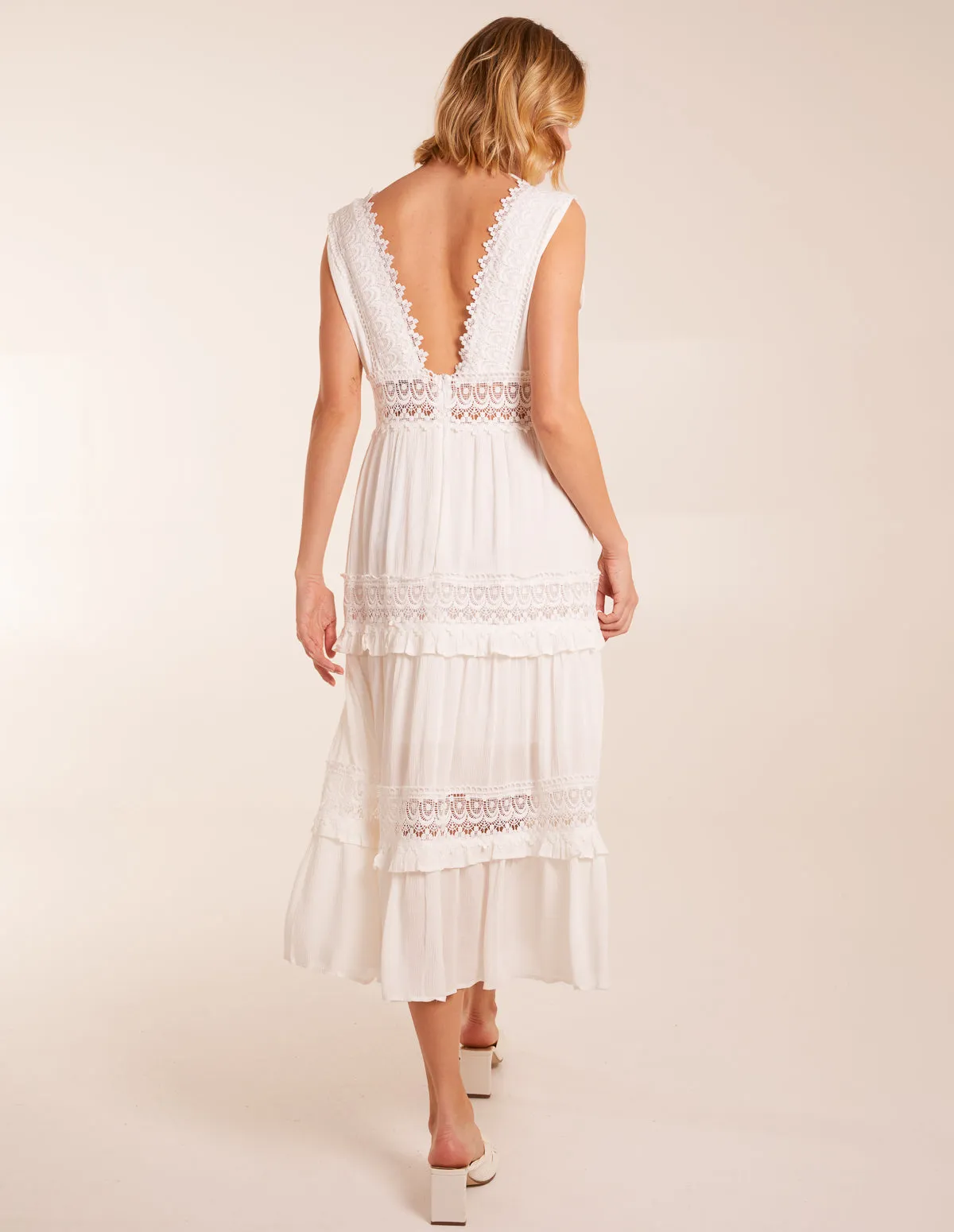 Angel Sleeve Tiered Maxi Dress sold by Blue Vanilla product image thumbnail 4