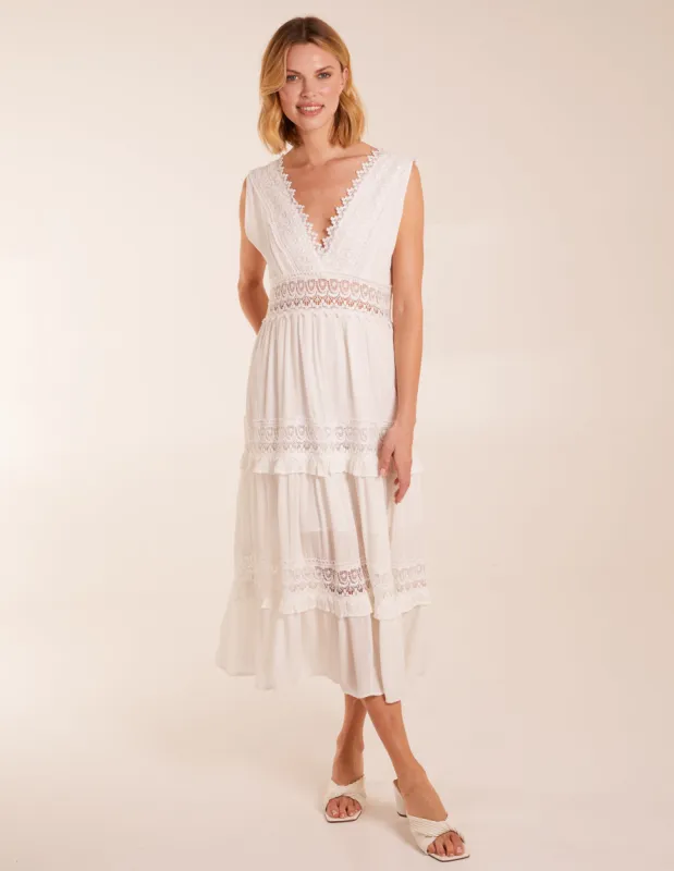 Angel Sleeve Tiered Maxi Dress sold by Blue Vanilla