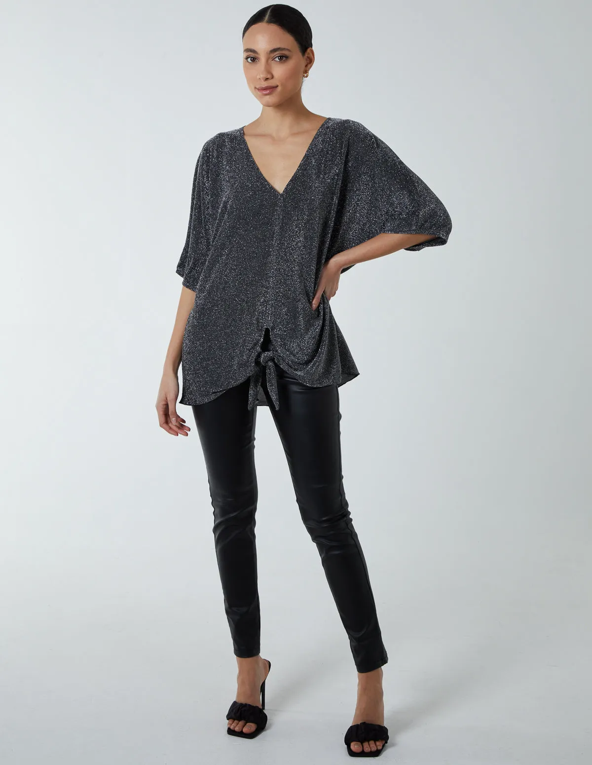 Oversized V neck knot front top sold by Blue Vanilla product image thumbnail 3