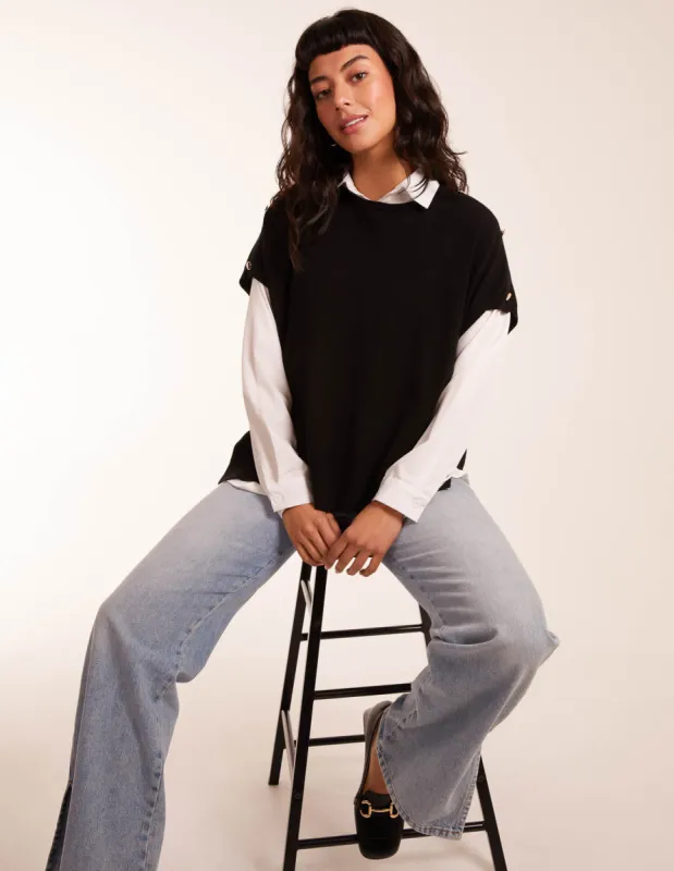 Oversized Button Shoulder Top sold by Blue Vanilla