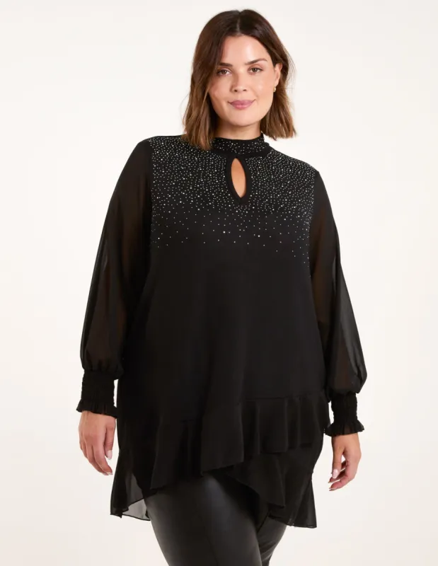 Curve Rhinestone High Neck Top sold by Blue Vanilla