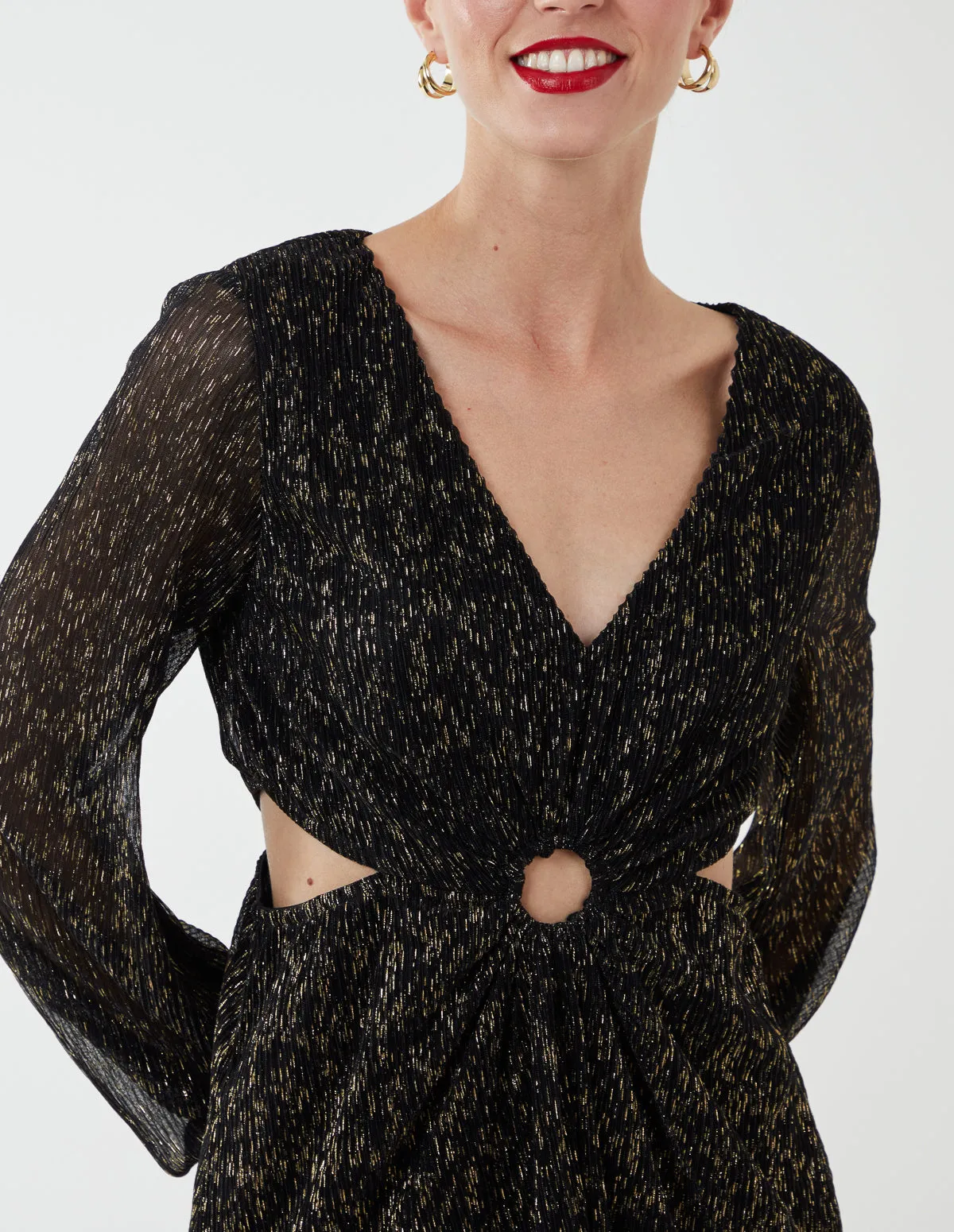 V-Neck Long Sleeve Lurex Dress sold by Blue Vanilla product image thumbnail 2