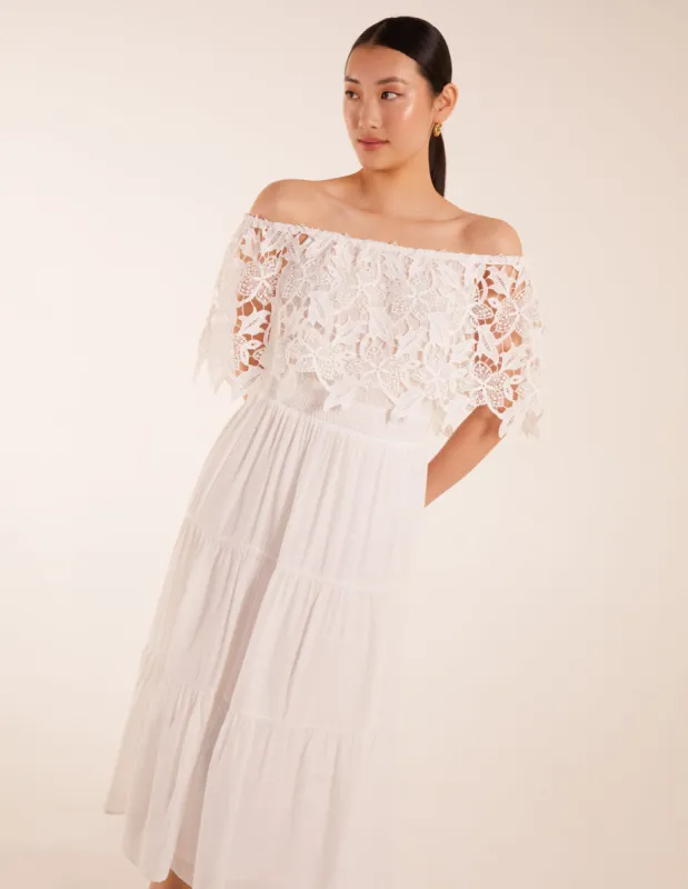 Crochet Lace Shirred Waist Midi Dress sold by Blue Vanilla