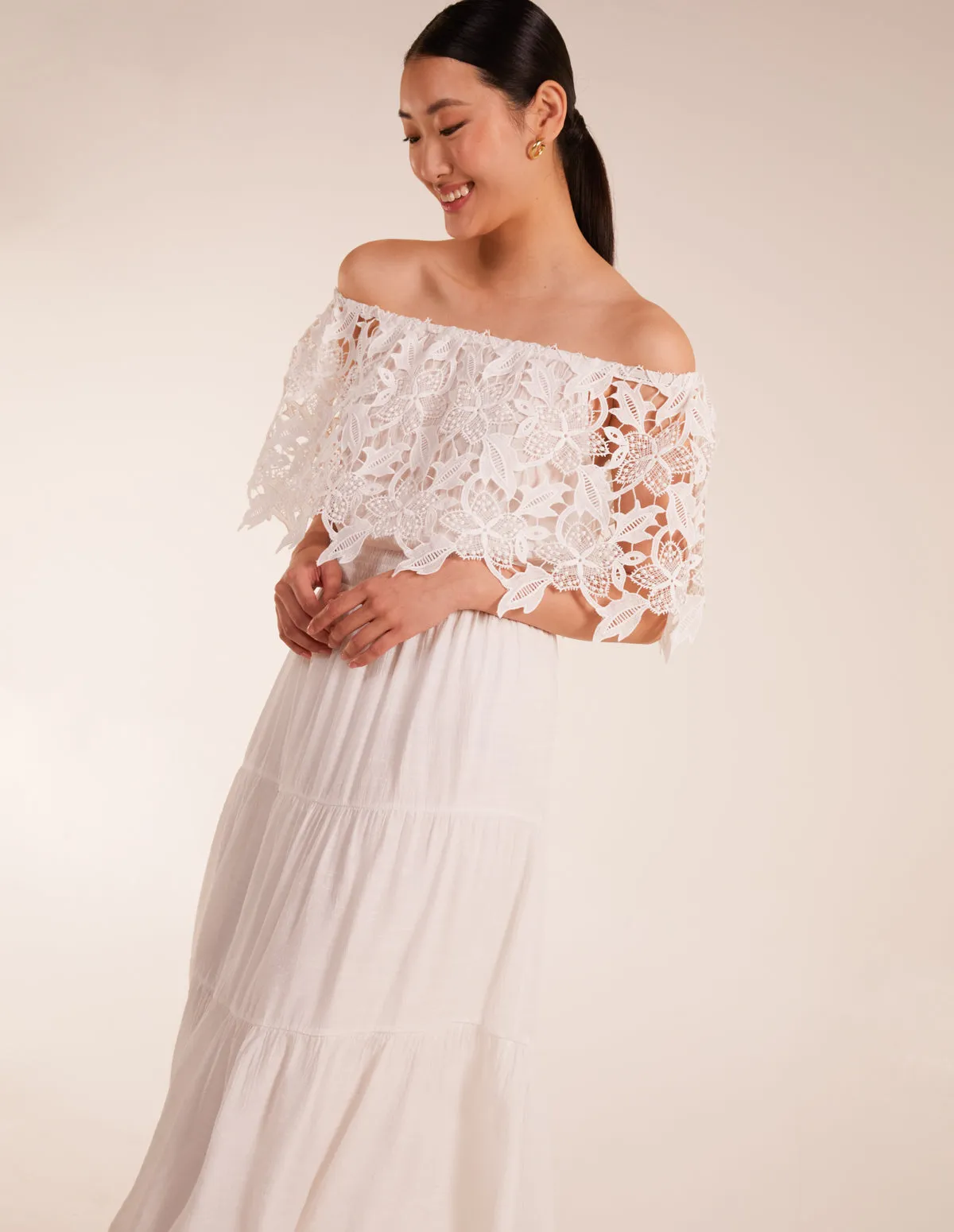 Crochet Lace Shirred Waist Midi Dress sold by Blue Vanilla product image thumbnail 2