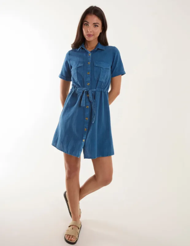 Drawstring Waist Shirt Dress sold by Blue Vanilla