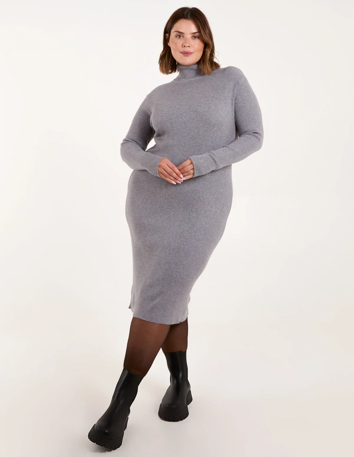 Curve Ribbed Roll Neck Midi Dress sold by Blue Vanilla