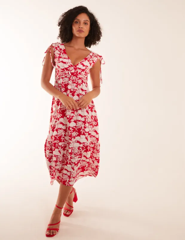 Ring Front V Neck Midi Dress sold by Blue Vanilla