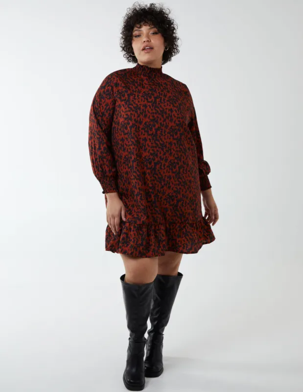 Curve Abstract Print High Neck Mini Smock Dress sold by Blue Vanilla
