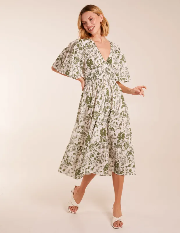 V Neck Elastic Waist Dress sold by Blue Vanilla