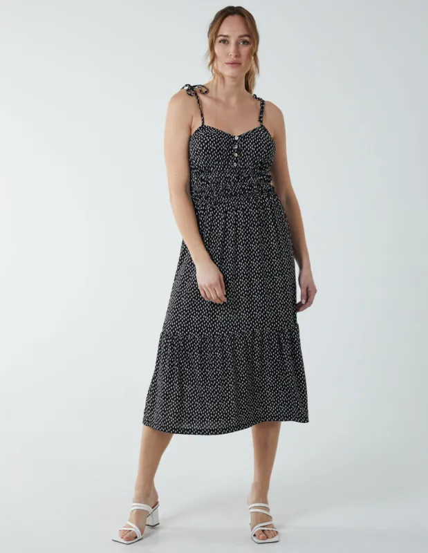 Strappy Elasticated Button Through Midi Dress sold by Blue Vanilla