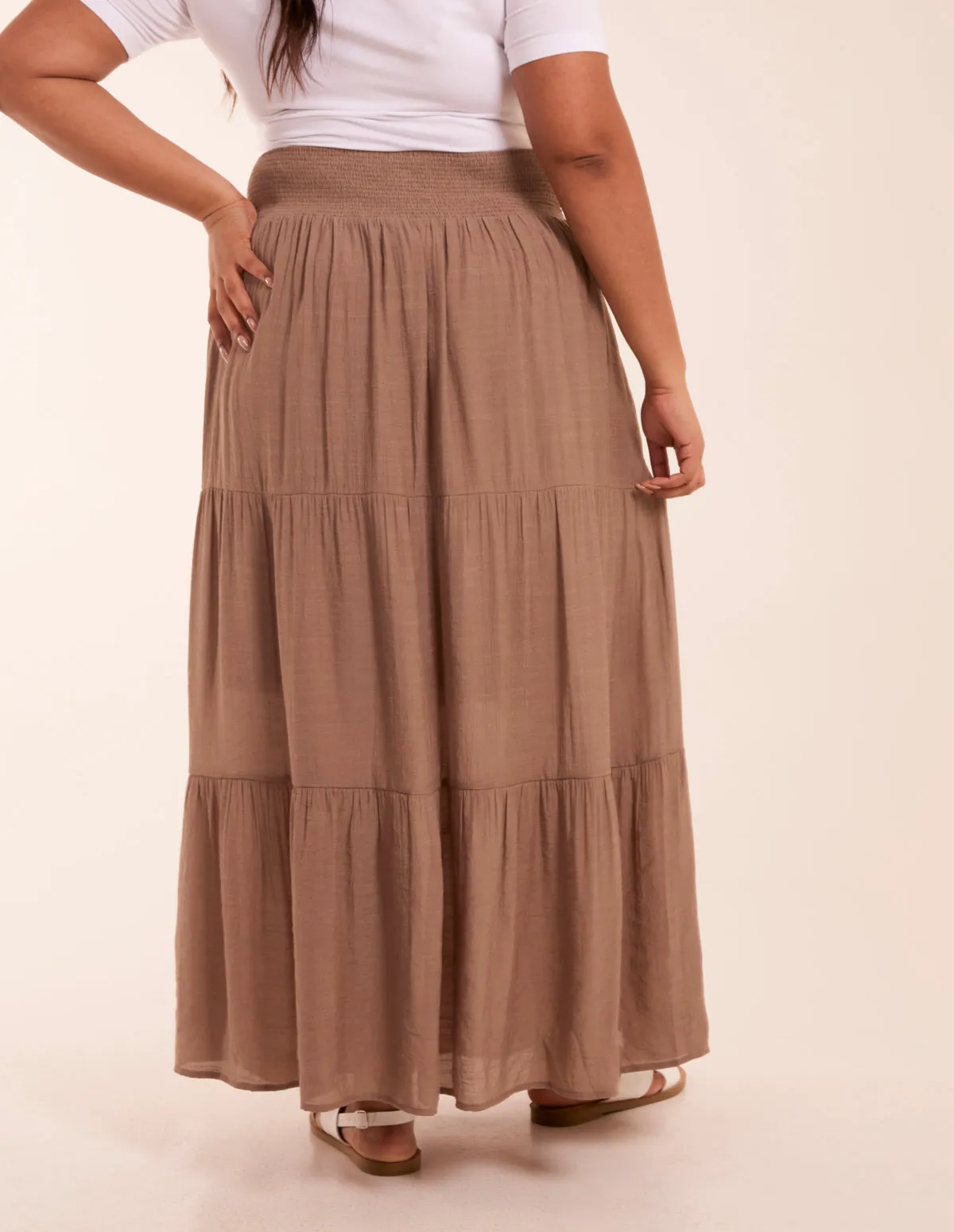 Curve Tiered Shirred Maxi Skirt sold by Blue Vanilla product image thumbnail 4