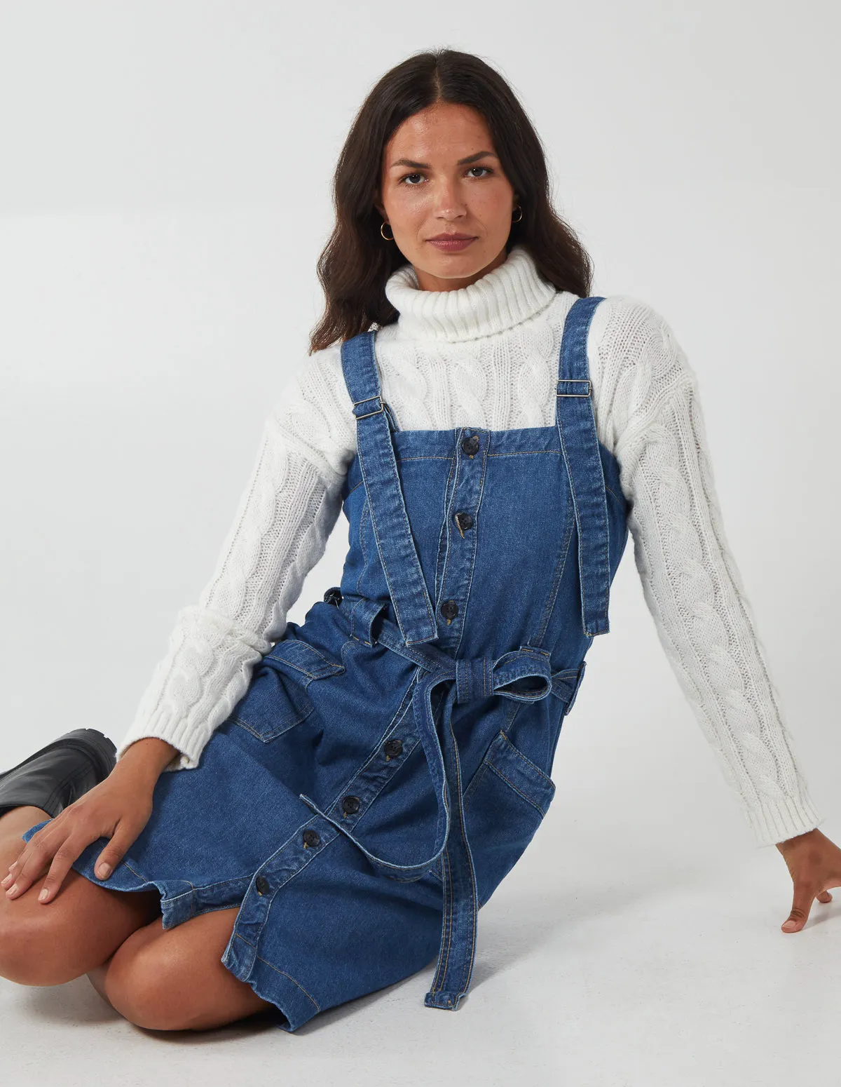 Button Front Pocket Denim Midi Dress sold by Blue Vanilla