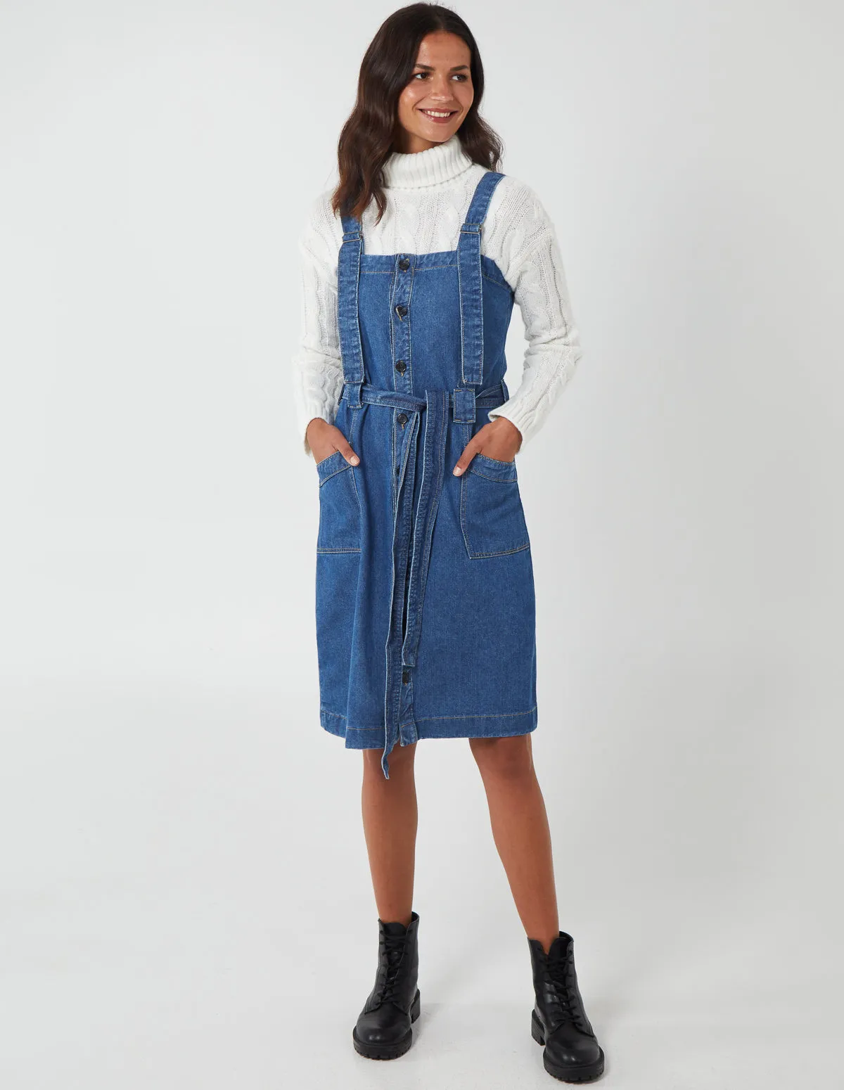 Button Front Pocket Denim Midi Dress sold by Blue Vanilla product image thumbnail 4