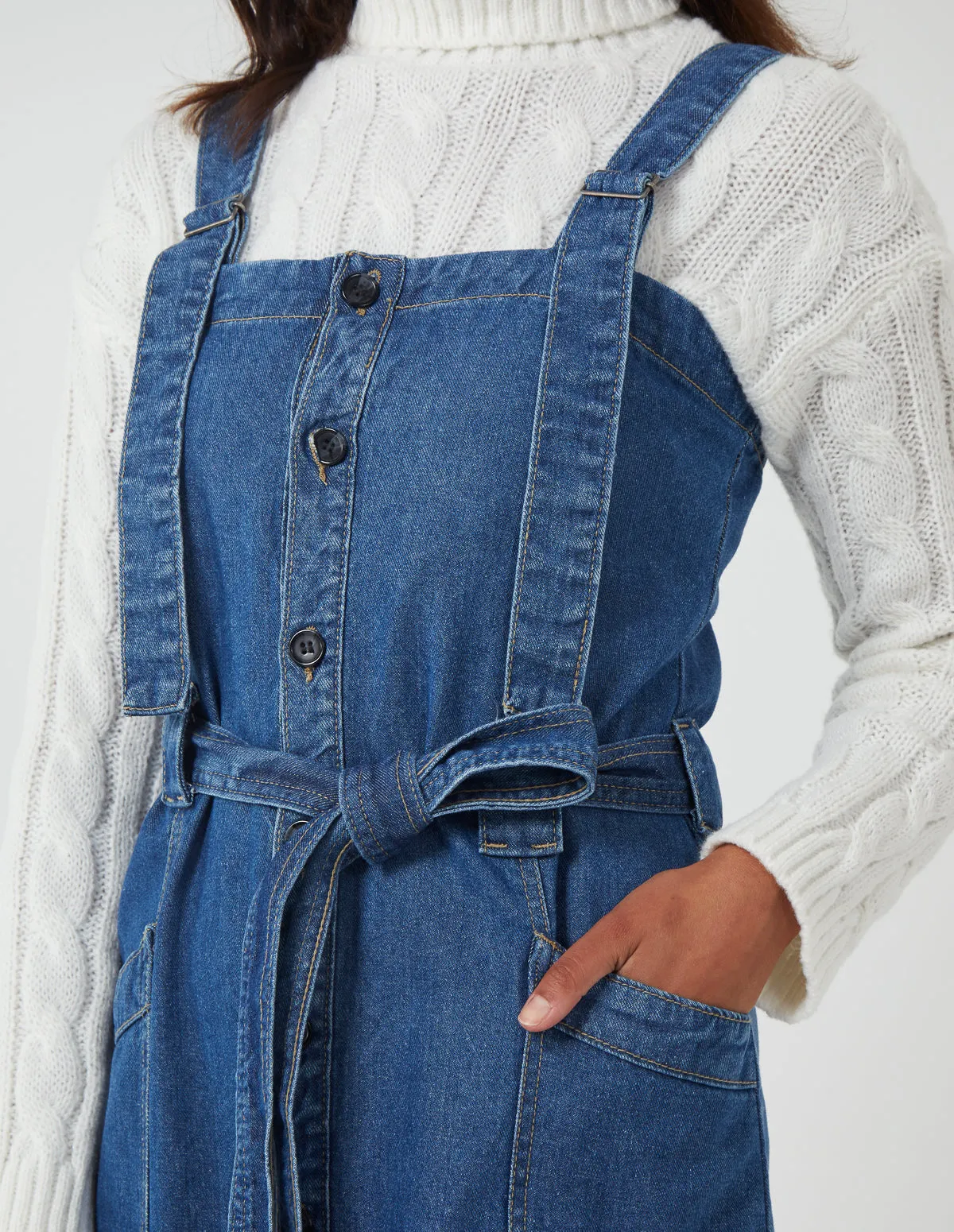 Button Front Pocket Denim Midi Dress sold by Blue Vanilla product image thumbnail 3