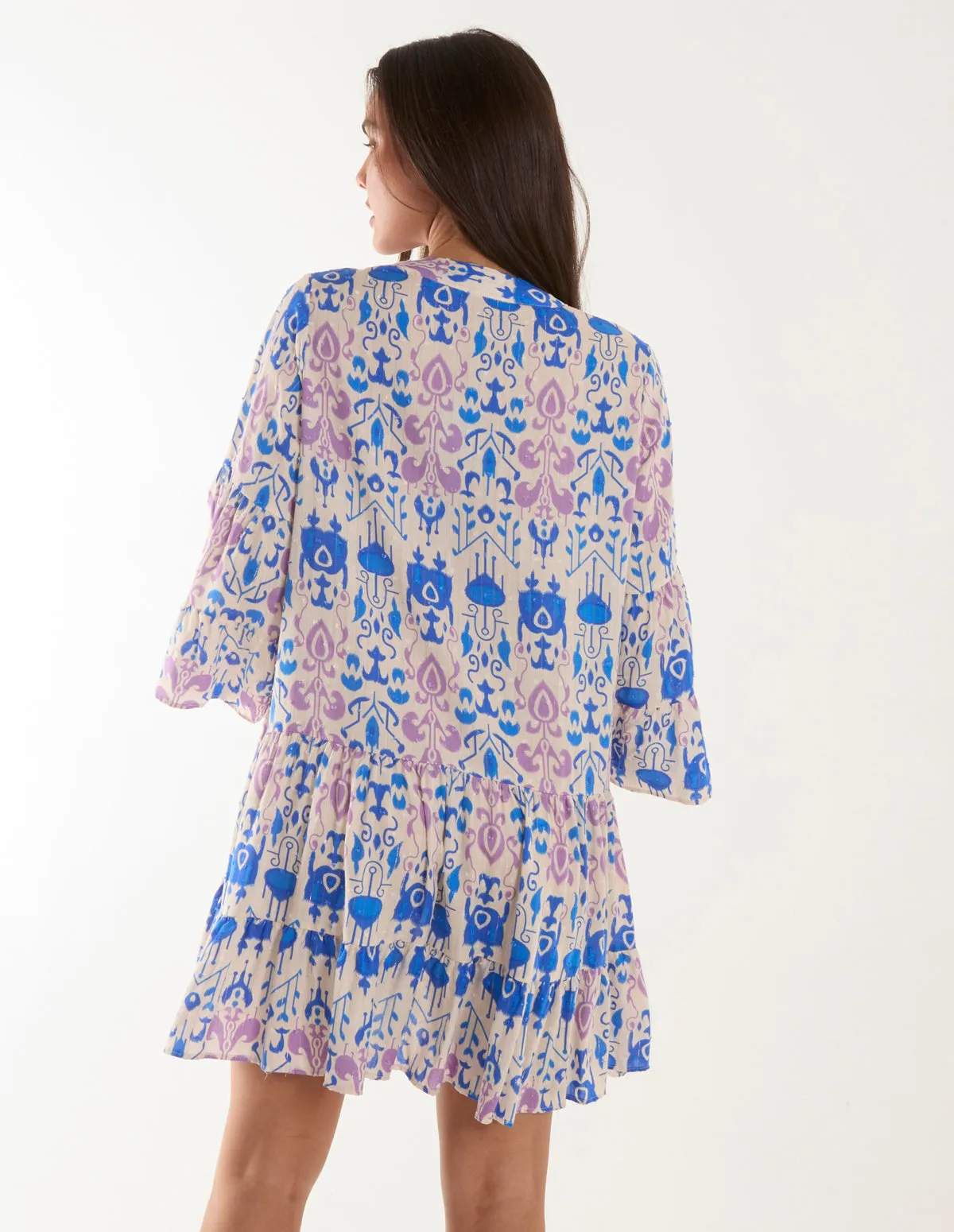 Pin Tuck Tiered Abstract Smock Dress sold by Blue Vanilla product image thumbnail 4