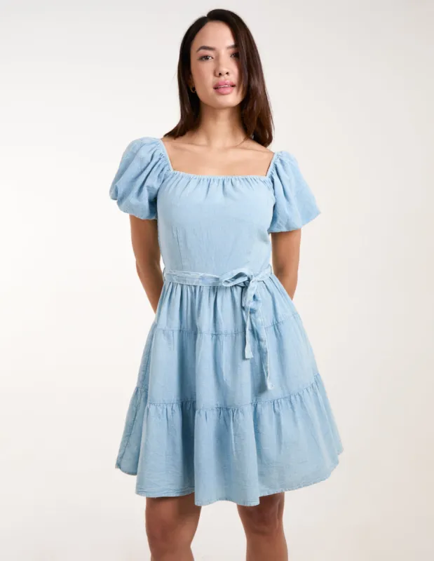 Milkmaid Puff Sleeve Mini Dress made by Blue Vanilla