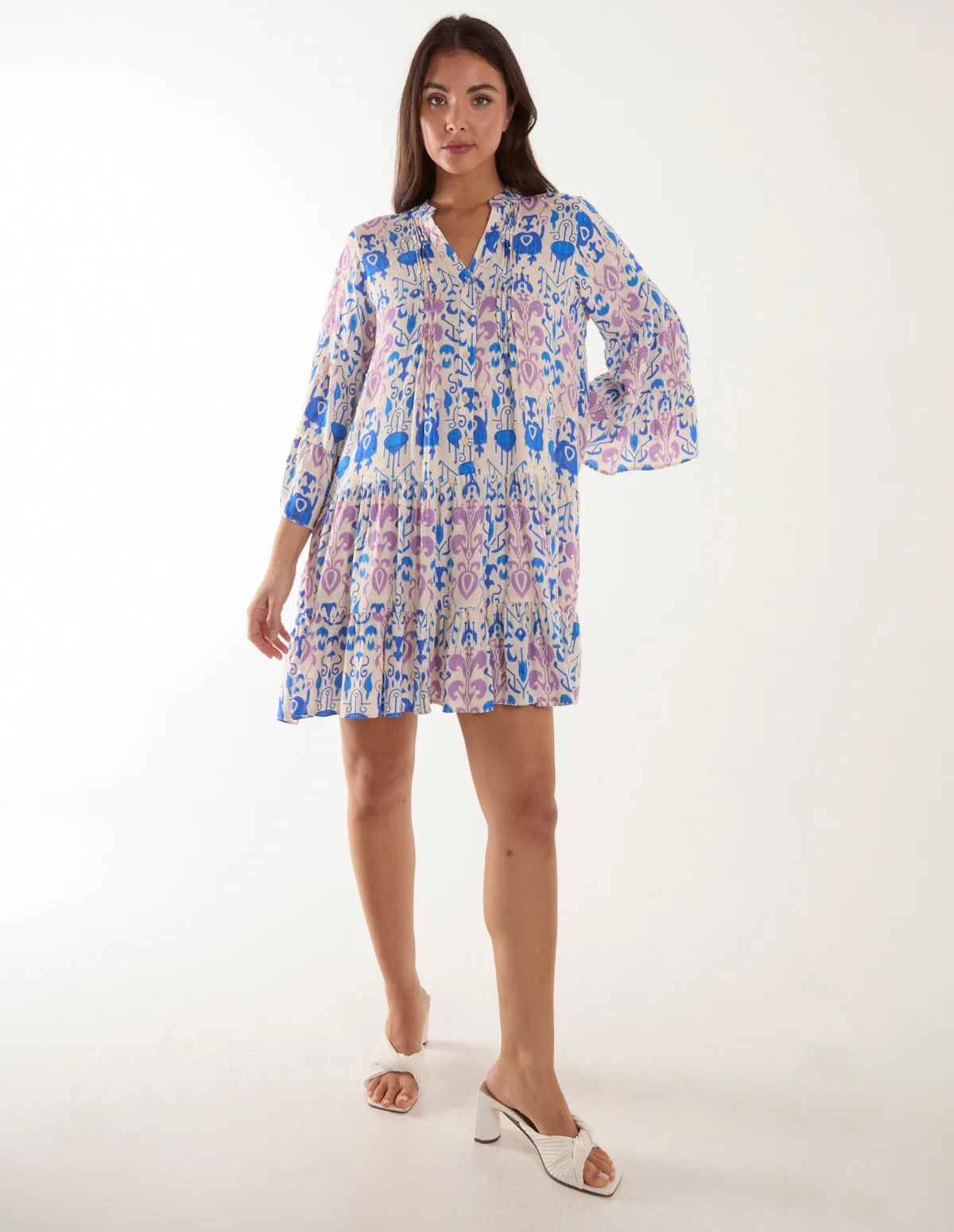 Pin Tuck Tiered Abstract Smock Dress sold by Blue Vanilla product image thumbnail 2