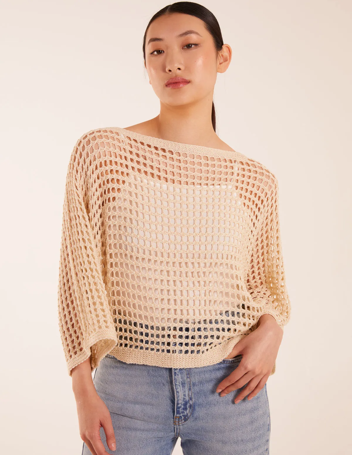 Round Neck Crochet Net Top sold by Blue Vanilla