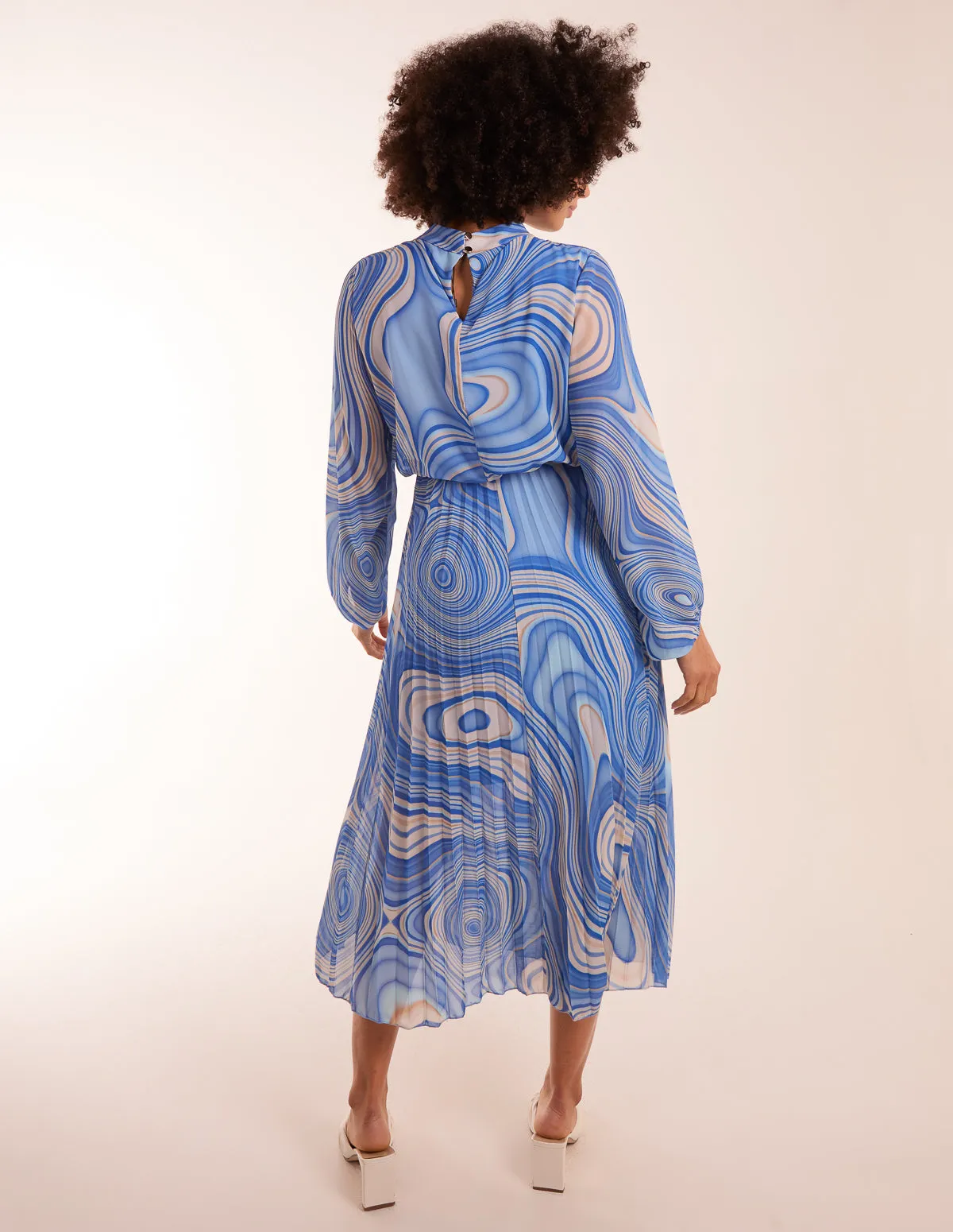 Swirl Print High Neck Pleated Dress sold by Blue Vanilla product image thumbnail 4