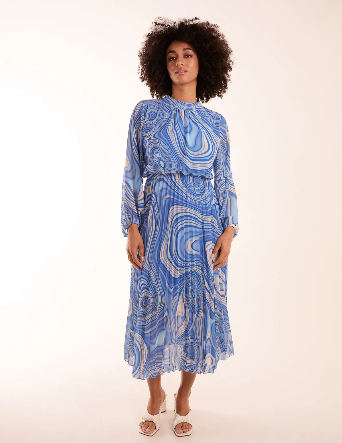Swirl Print High Neck Pleated Dress sold by Blue Vanilla product image thumbnail 3