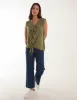 V Neck Ruffle Top with Knot sold by Blue Vanilla