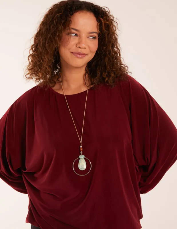 Batwing Necklace Elasticated Hem Top sold by Blue Vanilla