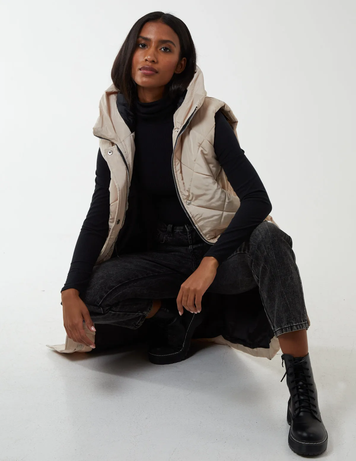 Diamond Quilted Longline Vest Gilet sold by Blue Vanilla product image thumbnail 4