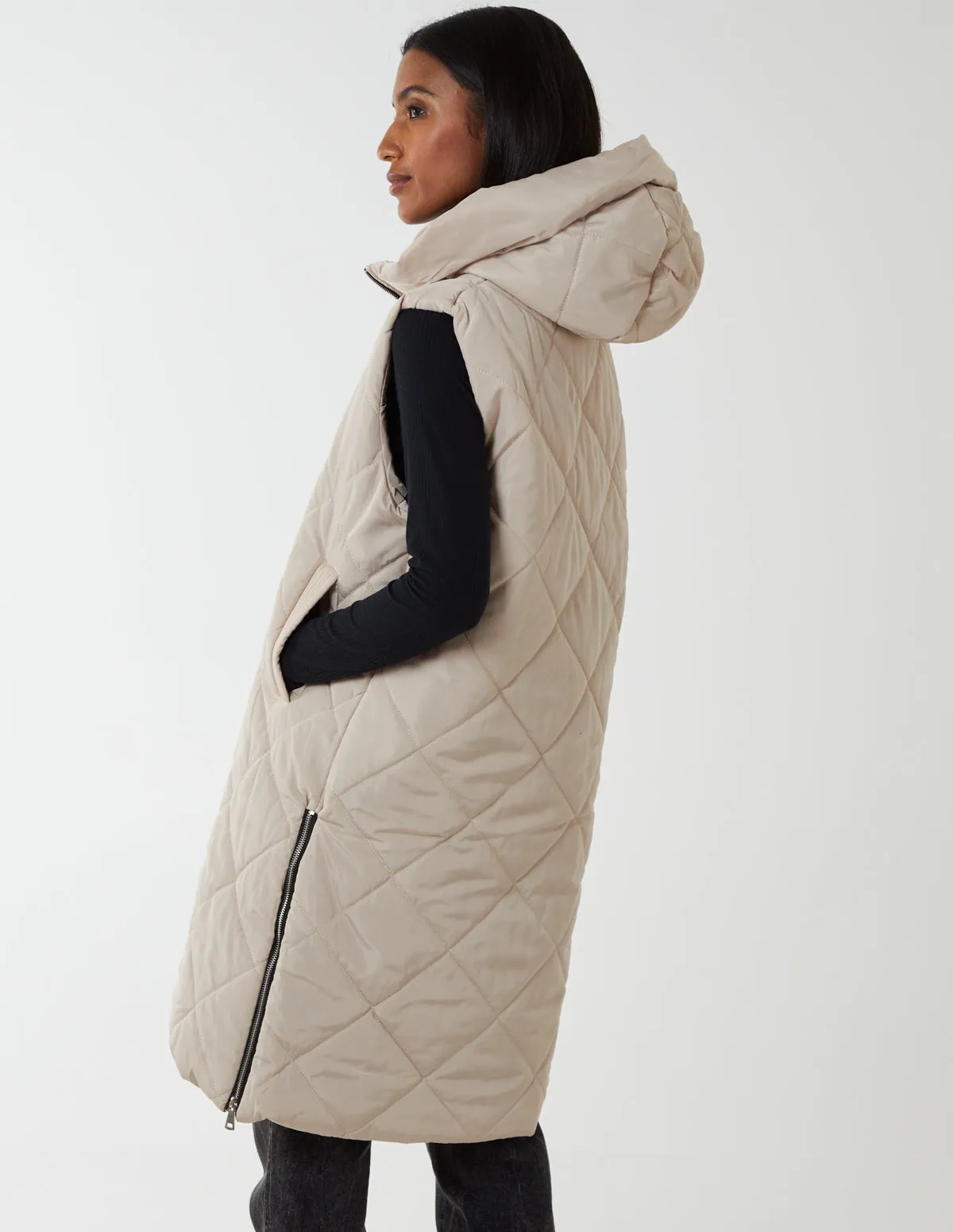 Diamond Quilted Longline Vest Gilet sold by Blue Vanilla product image thumbnail 5