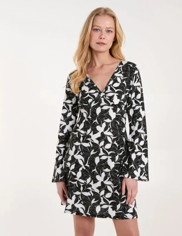 V Neck Long Sleeve Print Dress sold by Blue Vanilla