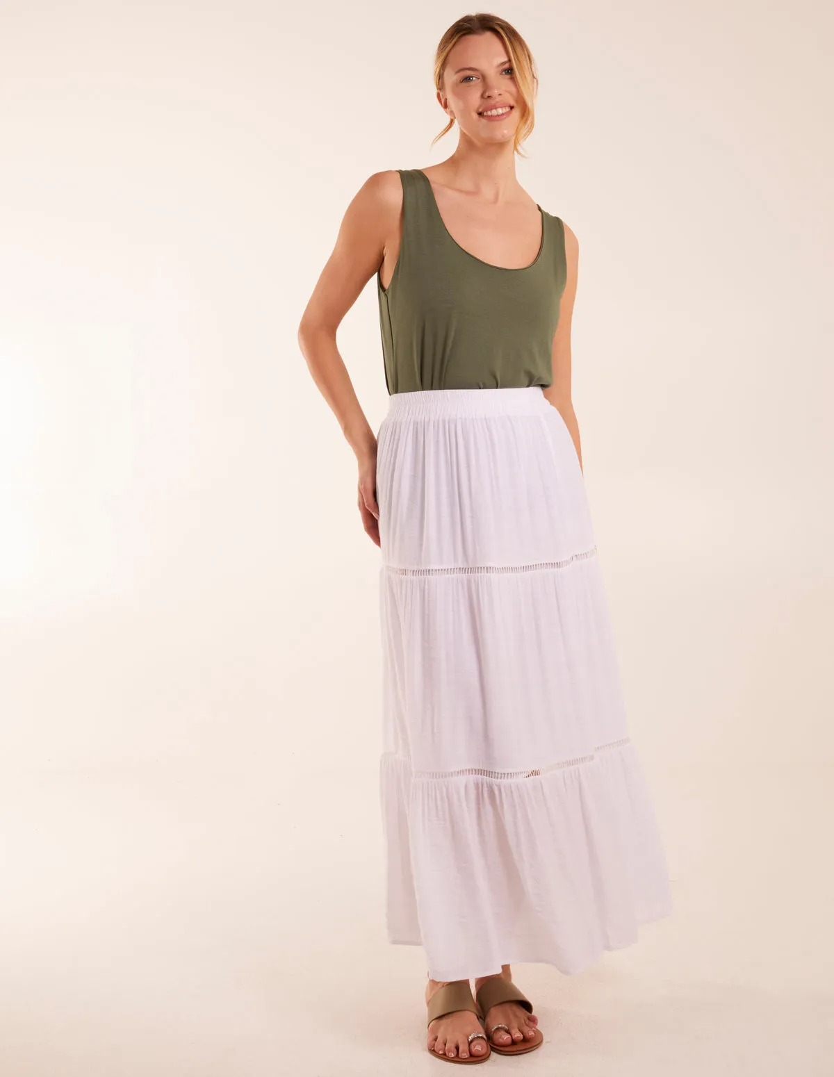 Ladder Trim Maxi Skirt sold by Blue Vanilla