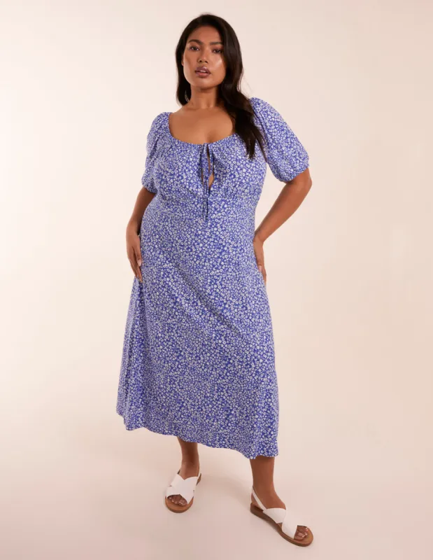 Curve Milkmaid Stretch Crepe Midi Dress sold by Blue Vanilla