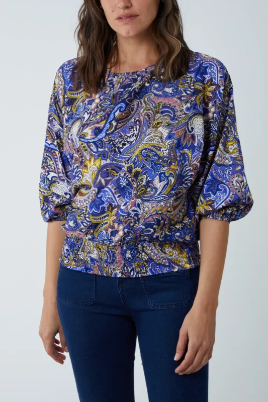 Shirred Hem Batwing Top sold by Blue Vanilla