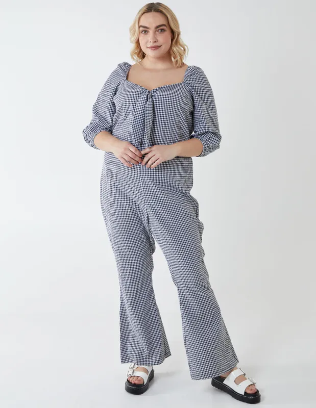 Curve Milkmaid Gingham Jumpsuit sold by Blue Vanilla