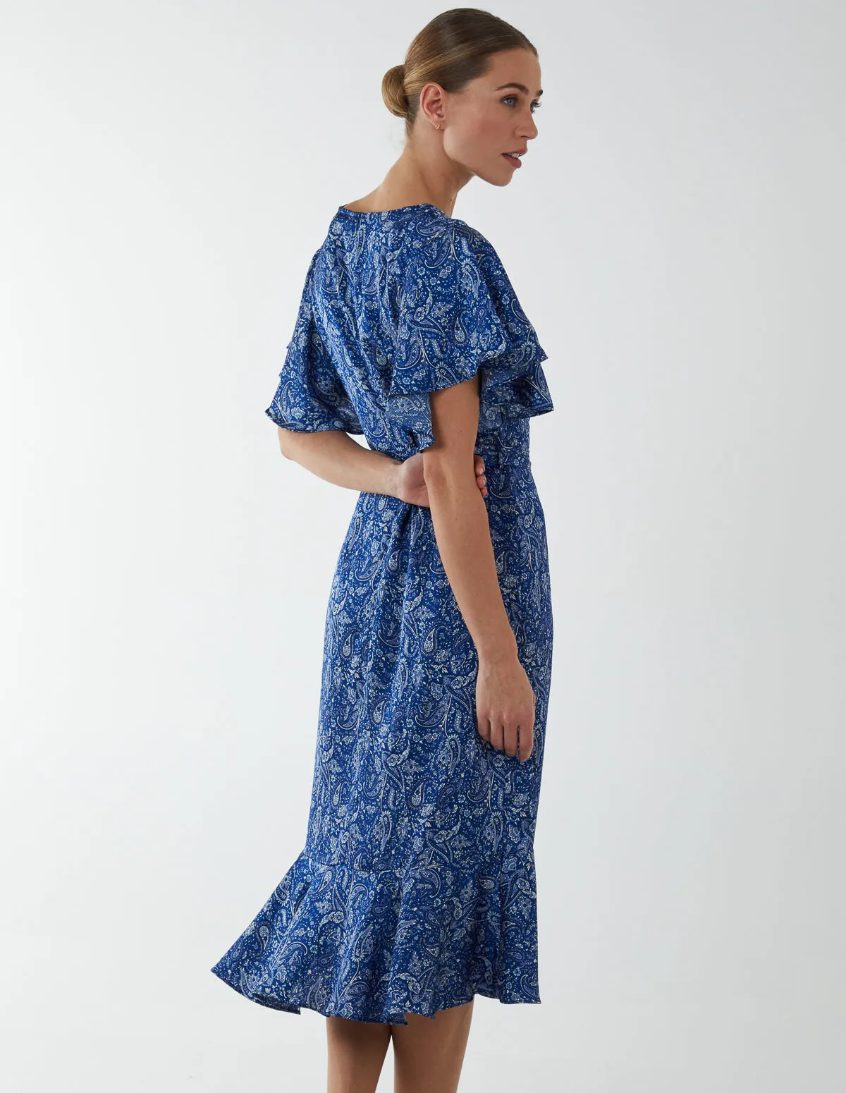 Wrap Ruffle Tiered Midi Dress sold by Blue Vanilla product image thumbnail 4
