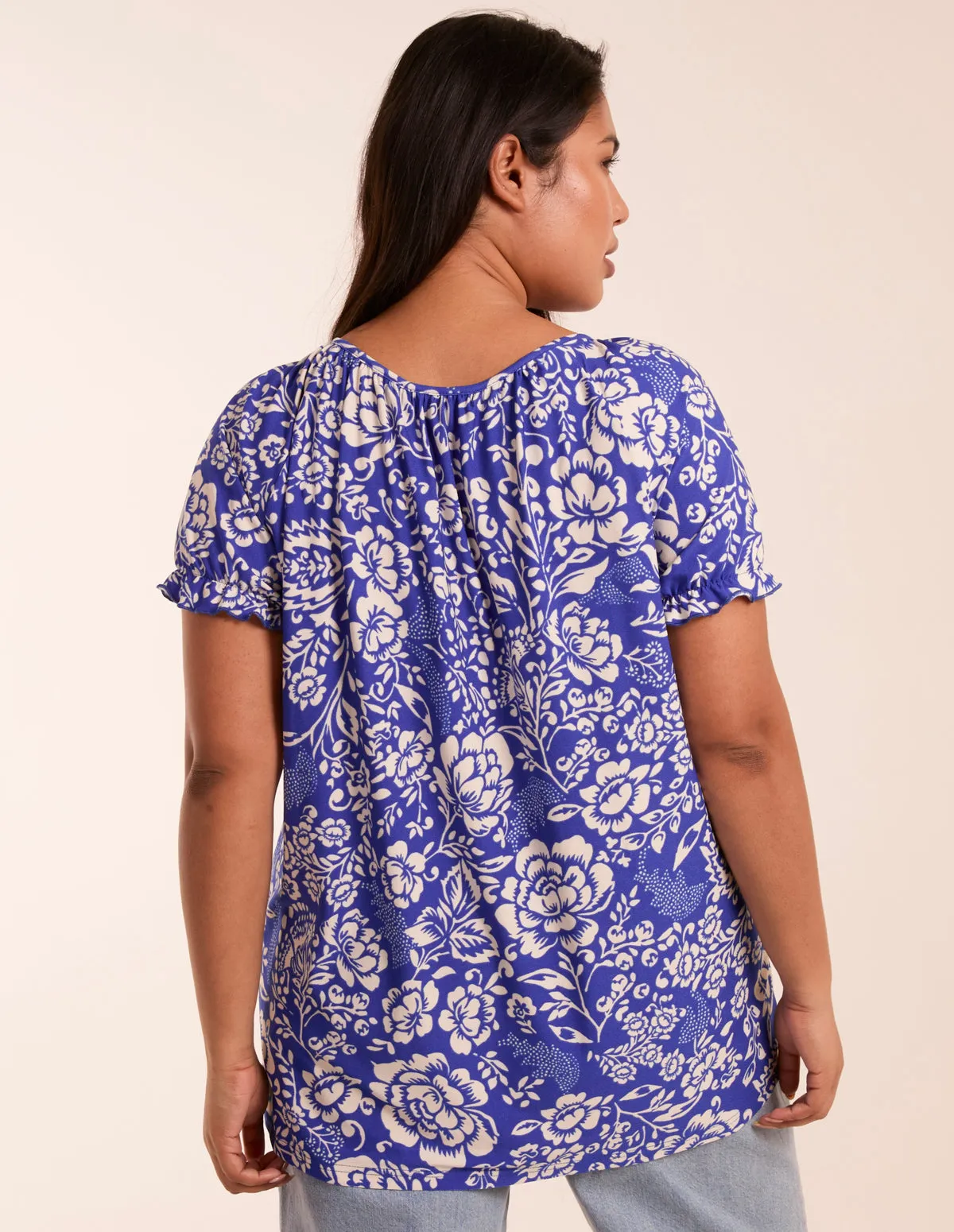 Curve Shirred Sleeve Tie Front Top sold by Blue Vanilla product image thumbnail 4