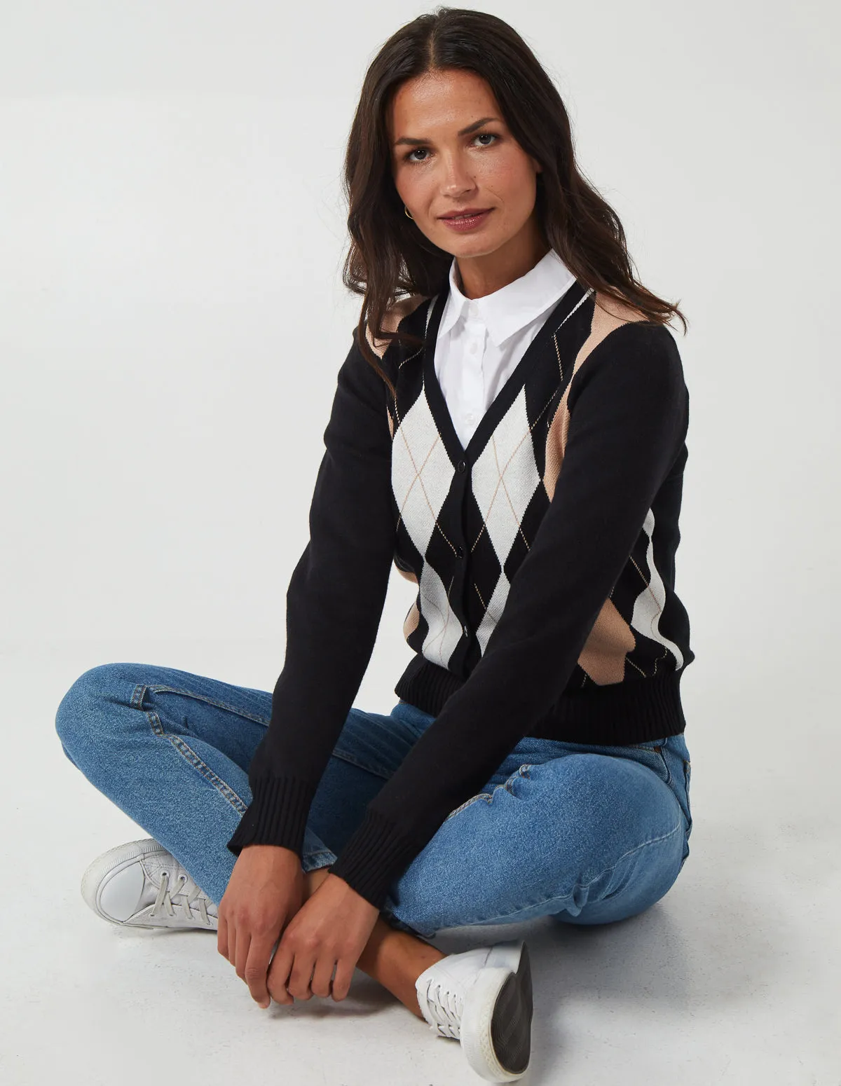 Argyle Button Through Cardigan sold by Blue Vanilla product image thumbnail 4