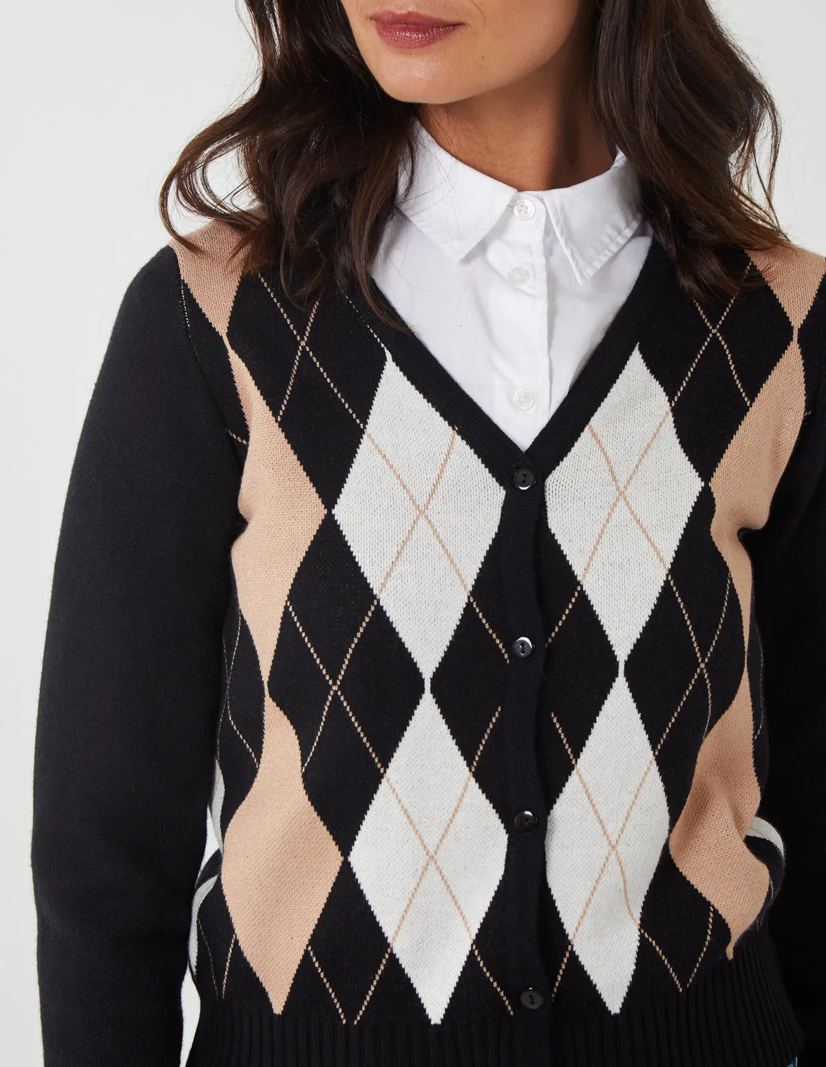 Argyle Button Through Cardigan sold by Blue Vanilla product image thumbnail 3