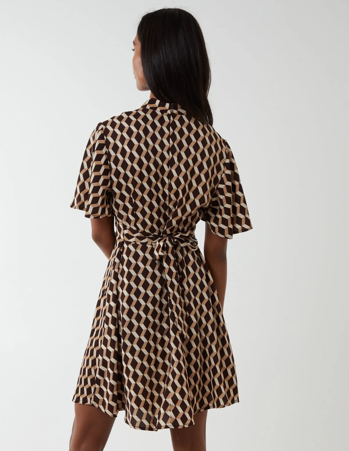 Geometric Print Angel Sleeve Mini Dress sold by Blue Vanilla product image thumbnail 5